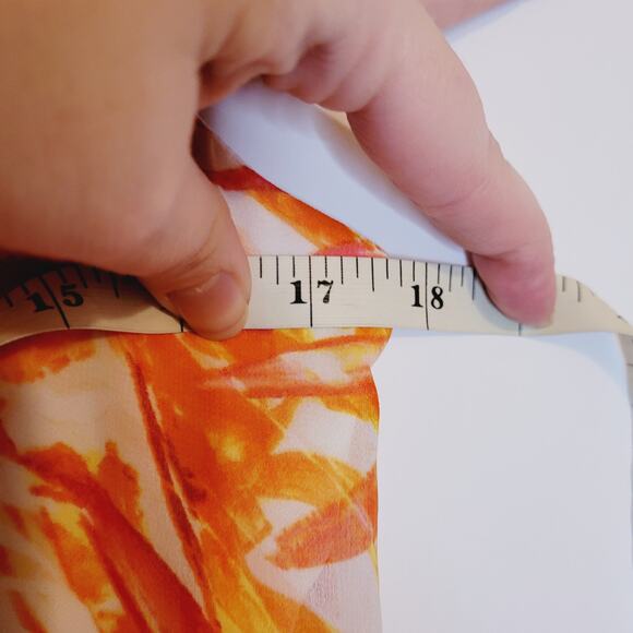 Calvin Klein Orange Tropical Print Sleeveless Flowy Summer Dress Size 4P - Picture 9 of 10